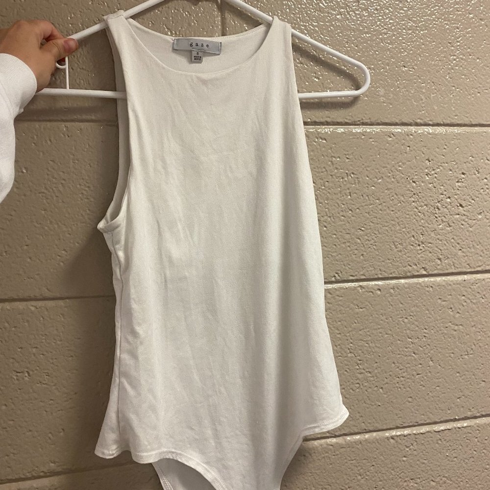 Gaze, small white body suit